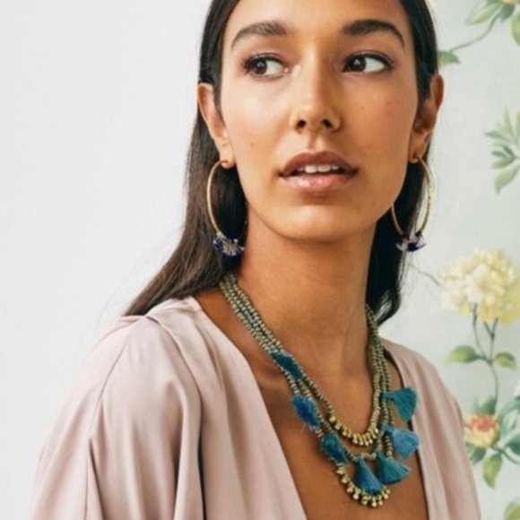 Bluma Project Bead & Tassel Necklace in Lagoon Blue NEW - Picture 4 of 4